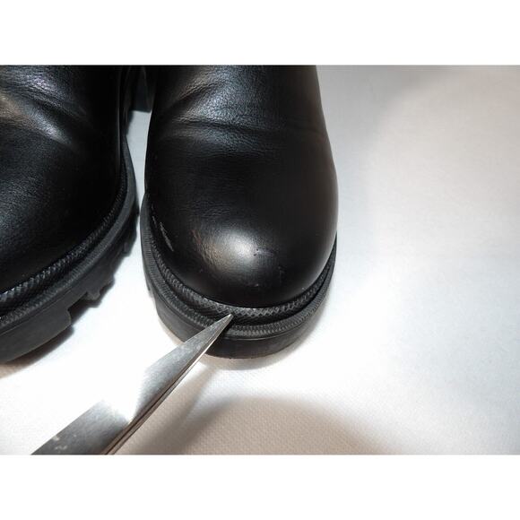 Catherine Malandrino Sz 7.5 Platform Heel Boot Black Pull On Blocky Chunky Y2K - Picture 3 of 16